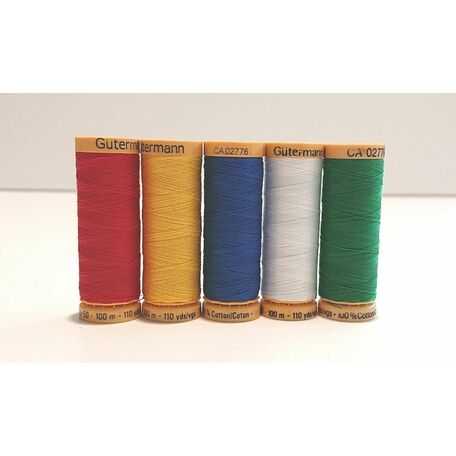 Gutermann Natural Cotton Thread 100m (Bright Colours) - Pack of 5
