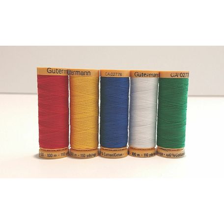 Gutermann Natural Cotton Thread 100m (Bright Colours) - Pack of 5