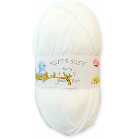 James C Brett Super Soft Baby Aran Yarn - White BA4 (100g)